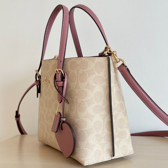 NWT Coach Mollie Tote Bag 25 Signature Canvas With Heart  Coach Mollie Tote Bag 25 In Signature Canvas With Heart Charm CDF03 NWT